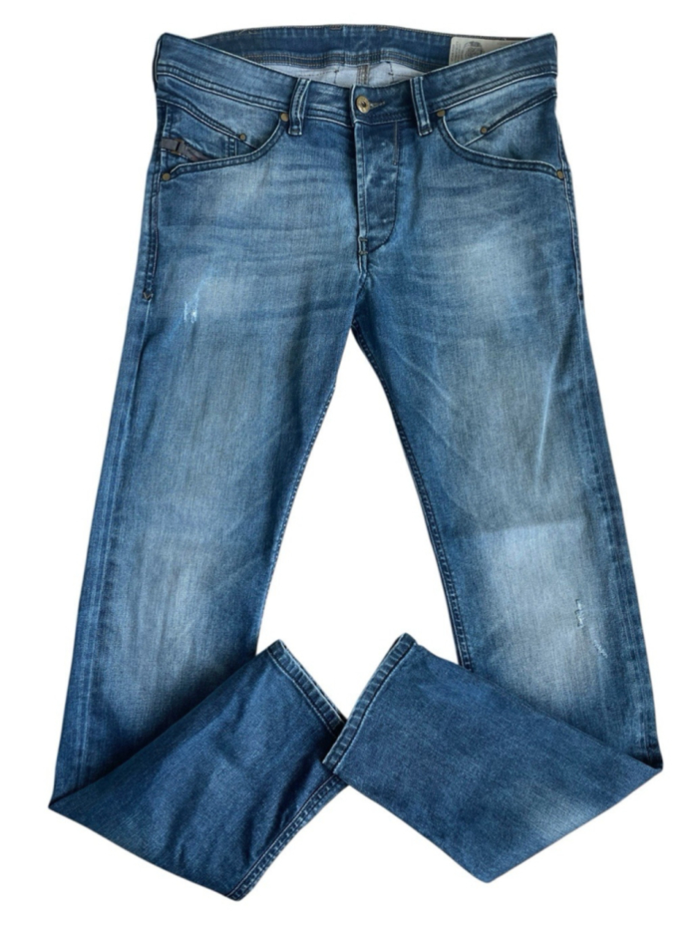 Diesel Belther Jeans Men 30x32 Blue Regular Slim Tapered Denim Button Fly 084EA